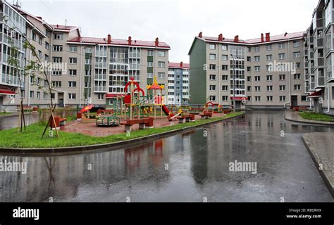 modern house with a available playground Stock Photo - Alamy