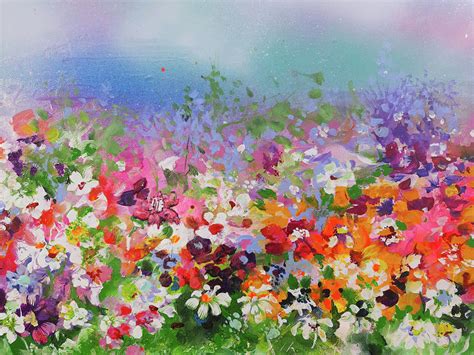 Watercolor Field Of Flowers Painting - img-i