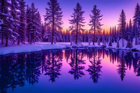 Download Frozen Lake Pine Trees Pink Sunset Royalty Free Stock Illustration Image Pixabay