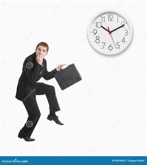 Businessman Late To Work Stock Photo Image Of Checking 8049682