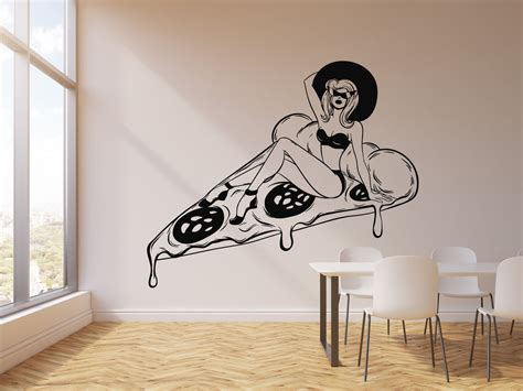 Vinyl Wall Decal Pizzeria Pizza Slice Sexy Girl Swimsuit Stickers Mura