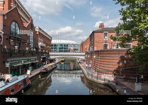 Canal Boats Along The Beautiful And Picturesque Birmingham Canals In