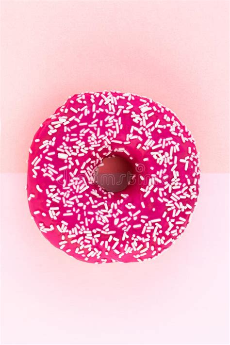 Pink Donut With Colorful Sprinkles Isolated On White Background Stock Image Image Of White