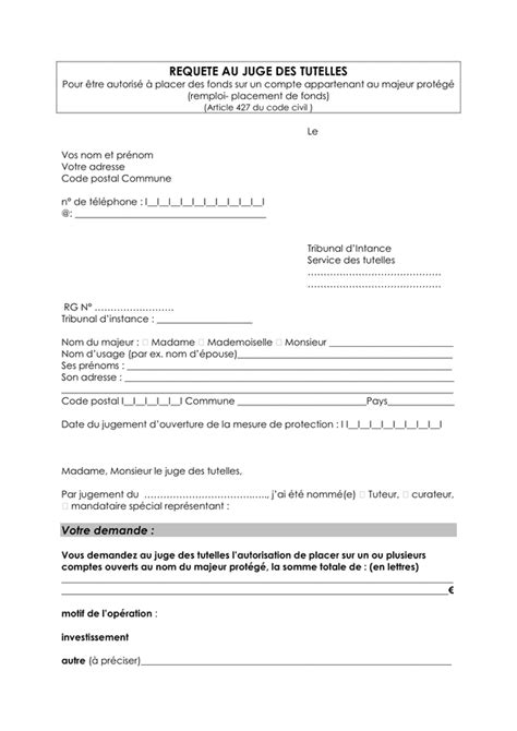 Model De Requete Au Juge Des Tutelles Doc Pdf Page Sur