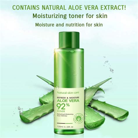 Bioaqua 92 Aloe Vera Refresh Moisturizing Toner Natural Plant Brightens Skin Care 120ml