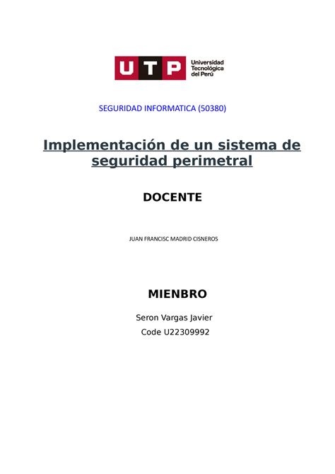 Semana 10 Seguridad Informatica 50380 Implementación De Un Sistema De Seguridad Perimetral