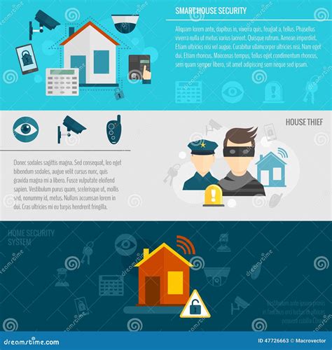 Home Security Banner Set Stock Vector Illustration Of Check 47726663