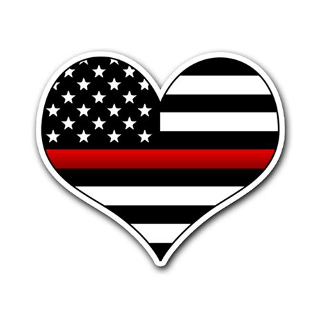 Thin Red Line Flag Vinyl Decal Heart Sticker Heroic Defender