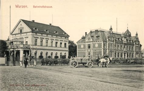 Ansichtskarte Postkarte Wurzen in Sachsen Bahnhofstraße akpool de