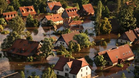 Flooded Houses after the Flood Stock Illustration - Illustration of ...