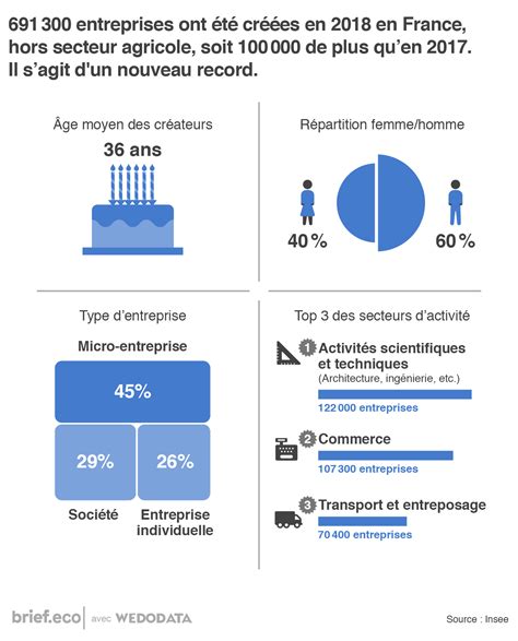 Les créateurs dentreprise en France Brief eco
