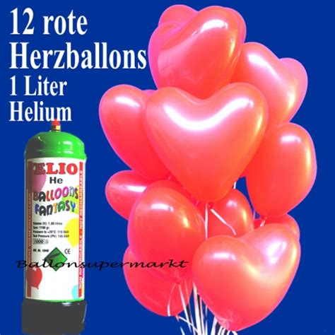 Herzballons Super Mini Set 12 Rote Hochzeitsballons Mit Helium