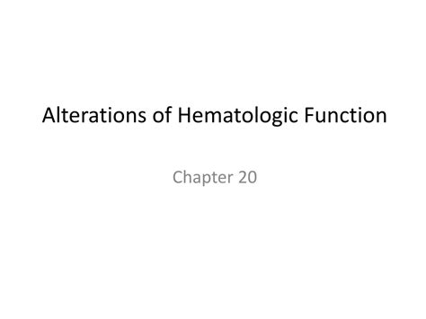 Ppt Alterations Of Hematologic Function Powerpoint Presentation Free