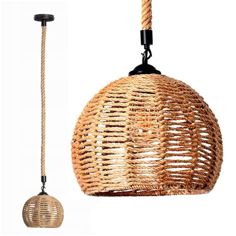 Lampa Sufitowa Wisz Ca Boho Sznur Lina Yrandol Naturalna Retro