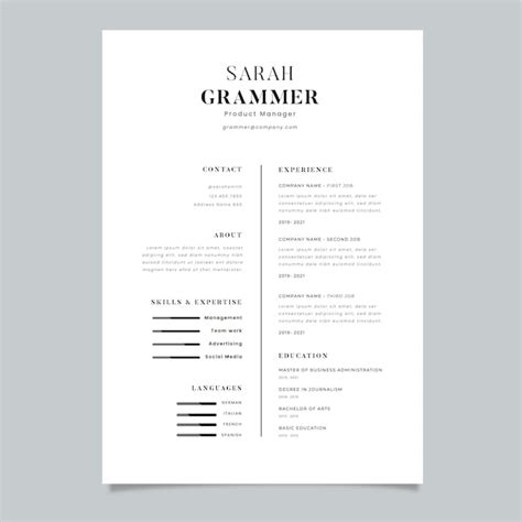 Free Vector Minimalist Cv Template