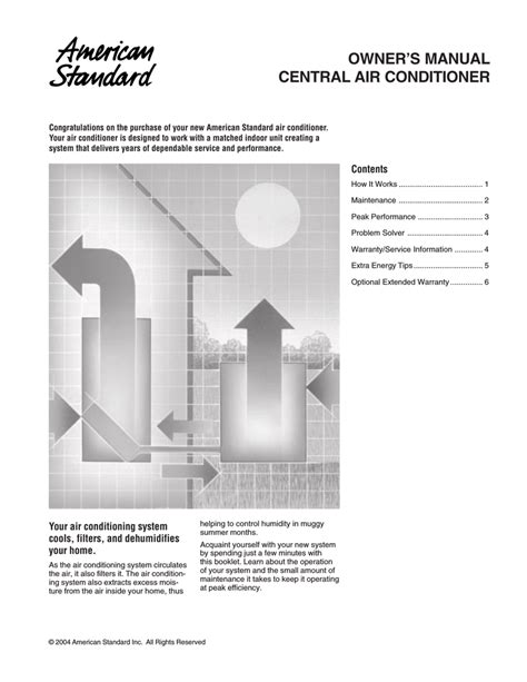 American Standard Central Air Conditioner User Manual Manualzz