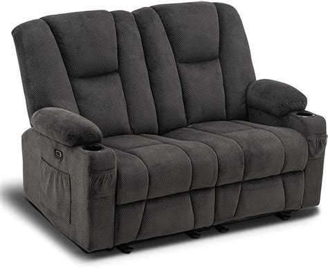 Mcombo Fabric Power Loveseat Recliner Electric Reclining Loveseat Sofa