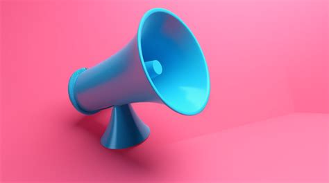 Vibrant Marketing Time 3d Render Of Blue Megaphone Loudspeaker On Pink Background Megaphone 3d