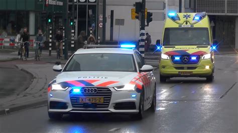 Politie Team Verkeer Den Haag Begeleidt Ambulance Met Spoed Naar Het