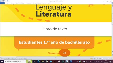 SEMANA 33 DE LENGUAJE Y LITERATURA PARA PRIMER AÑO DE BACHILLERATO