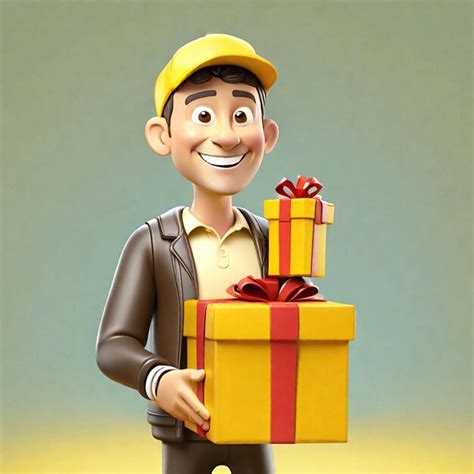 Premium Photo 3d Rendering Of Cartoon Like Man Delivering Tyellow