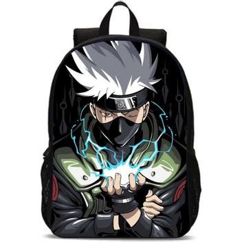 Mochila Infantil Kakashi Hatake Bolsa Escolar De Costas Anime Desenho