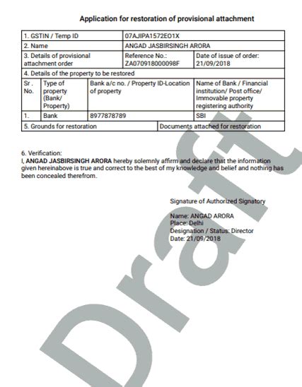 Restoration Of Provisional Attachment Under Gst How To Apply