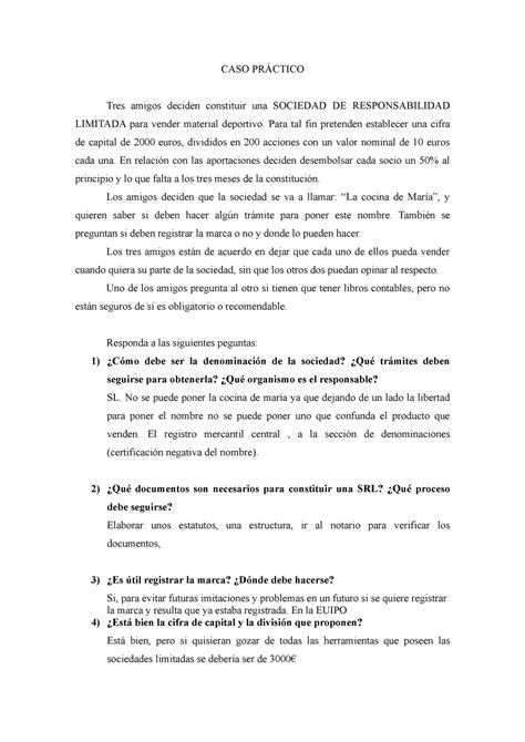 Sociedades 2 Practicas solucionadas de derecho CASO PRÁCTICO Tres