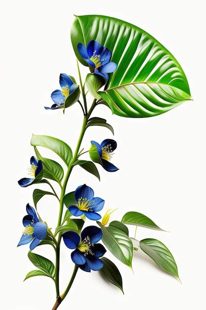 Premium Ai Image Green Leaves Vine With Blue Flower Of Asian