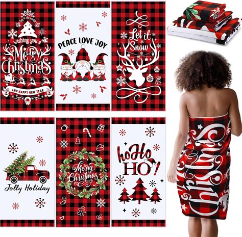 Amazon Newwiee Pcs Christmas Bathroom Towel Red And Black