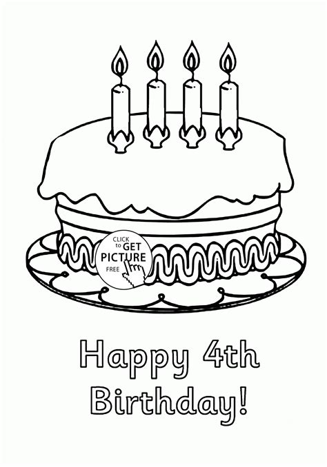 Happy 4th Birthday Coloring Pages