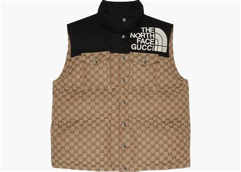 Gucci X The North Face Womens Gg Padded Vest Black Ebony Beige Hype