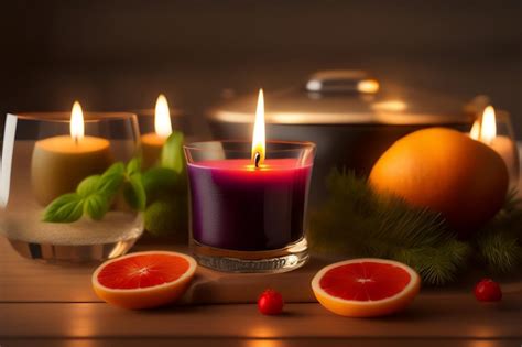 Premium AI Image | Aromatic candles lit decorating and brightening the ...