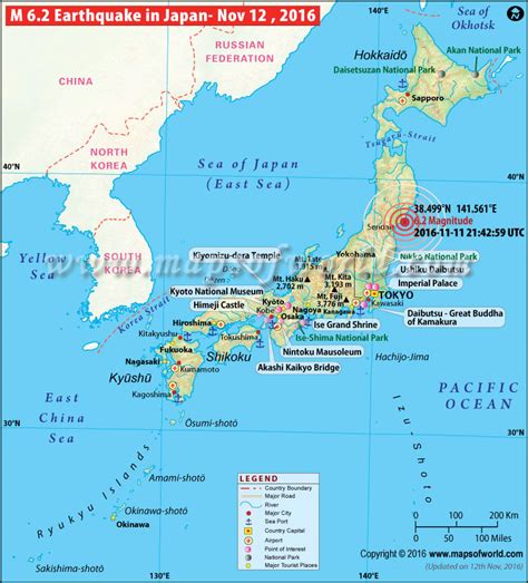 Japan Earthquakes Map, Areas Affected by Earthquakes in Japan