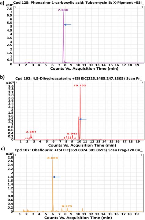 Extracted Ion Chromatograms EIC Of Metabolites Produced By Strains As