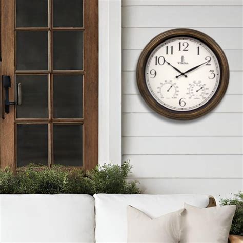 Outdoor Clocks for Patio Large Waterproof With Thermometer 18 Inch ...