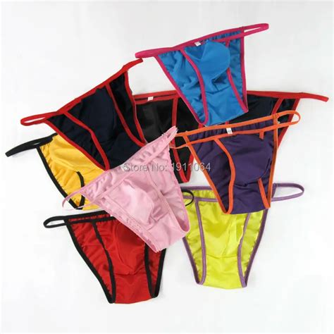 Mens Sexy Underwear String Pouch Bikini Contrast Trim G Swimwear Tricot