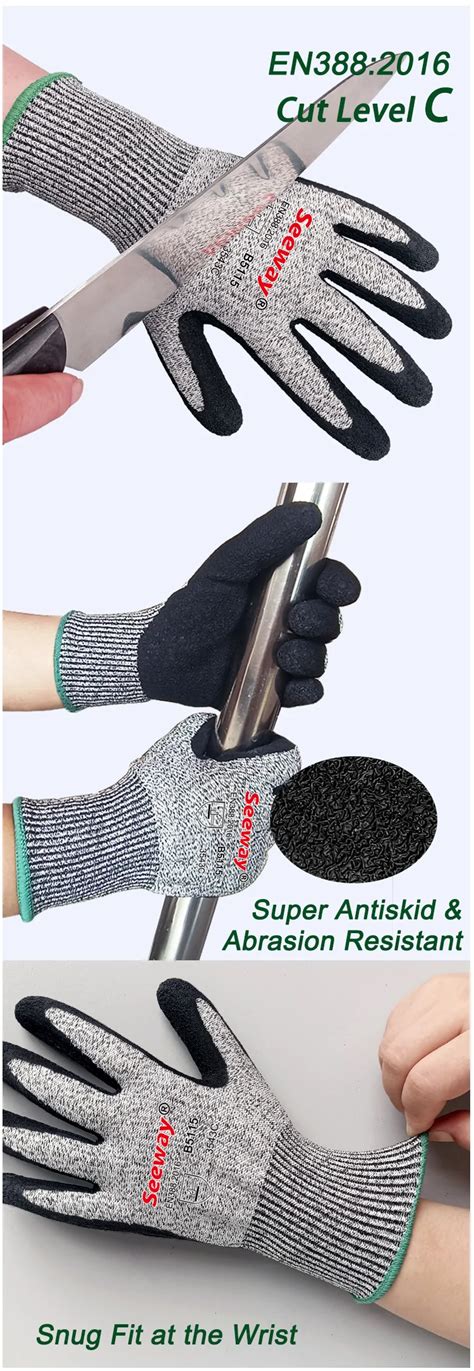 Seeway Hppe And Latex Cut Resistant Gloves In En Level