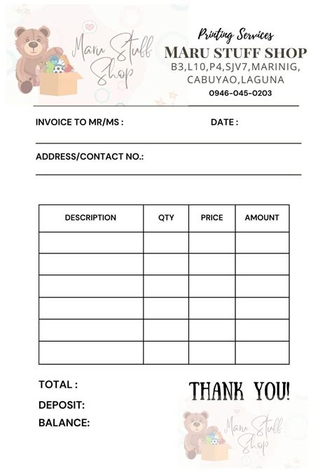 Customized Receipt Acknowledgement Non Bir Invoice Free Layout Send