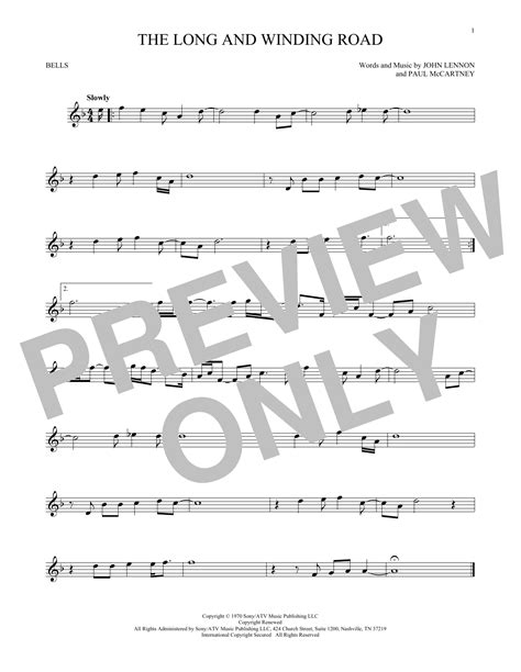 The Long And Winding Road Sheet Music The Beatles Bells Solo