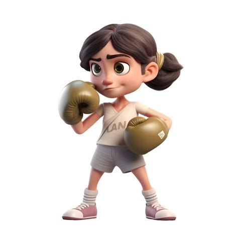 Digital D Render De Una Ni A Con Guantes De Boxeo Aislado Sobre Fondo