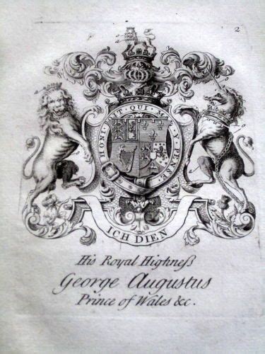 HRH George Augustus,Prince of Wales, 1724, Original Crest & Family Coat of Arms.