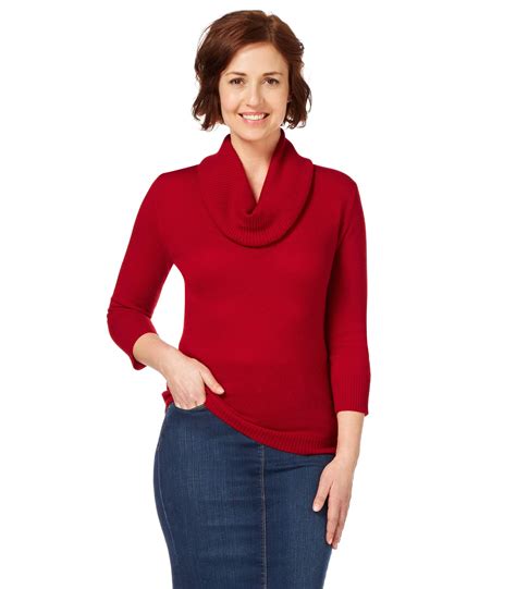 Red 20 Cashmere And 80 Merino Womens Cashmere Merino Cowl Neck Sweater