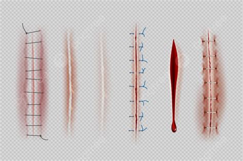 Jahitan Bedah Medis Luka Kulit Pengoperasian Logam Set Png Dan