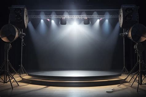 Premium Photo Photo Empty Stage With Lighting Equipment On A Stage