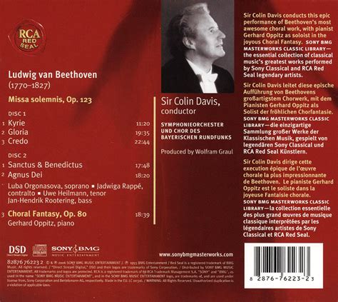 Club CD BEETHOVEN Missa Solemnis Choral Fantasy