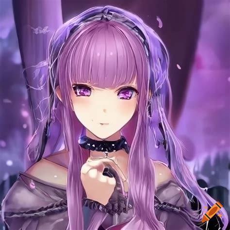 Cute Anime Girl With Purple Pigtail Hair And Purple Tears On Craiyon