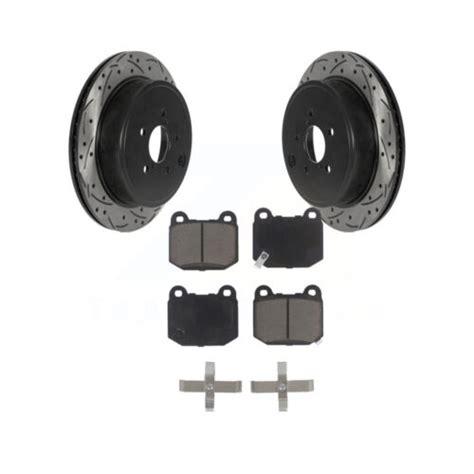 Rear Coated Drilled Slotted Disc Brake Rotors And Ceramic Pad Kit For