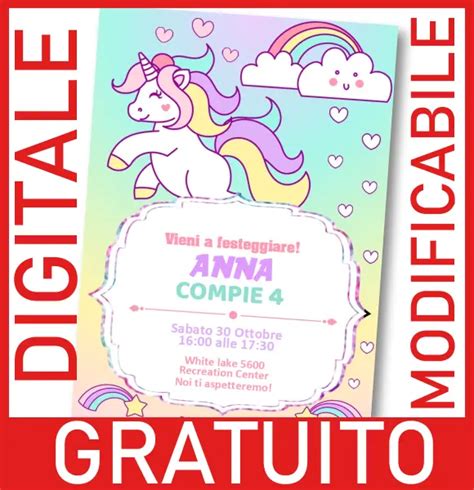 Gratuito Invito Unicorno Modificabile E Personalizzabile Whatsapp