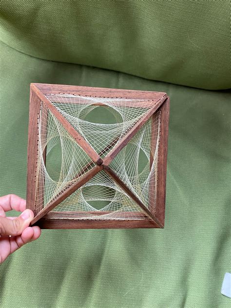 3D String Art Walnut Octahedron Etsy